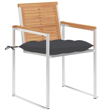 Chaises de jardin lot de 8 avec coussins Bois de teck massif
