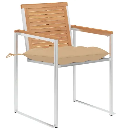 Chaises de jardin lot de 8 avec coussins Bois de teck massif 2
