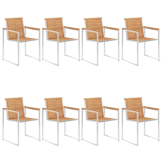 Chaises de jardin lot de 8 avec coussins Bois de teck massif