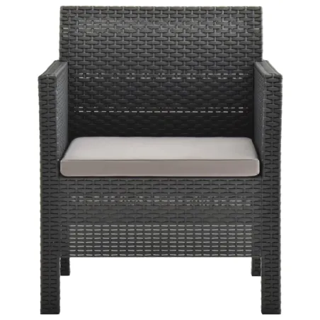 Chaises de jardin avec coussins lot de 2 PP Rotin Anthracite