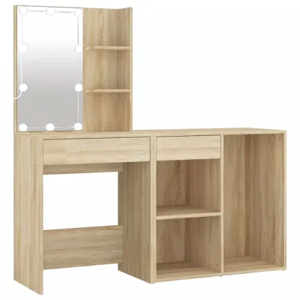 Coiffeuse à LED avec armoire Chêne sonoma Bois d'ingénierie 2