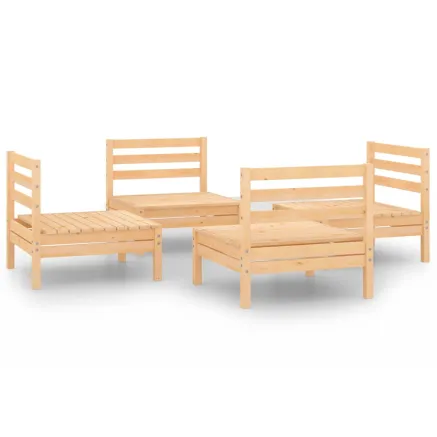 Salon de jardin 4 pcs Bois de pin massif 2