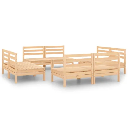 Salon de jardin 8 pcs Bois de pin massif 2