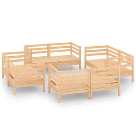 Salon de jardin 8 pcs Bois de pin massif 2