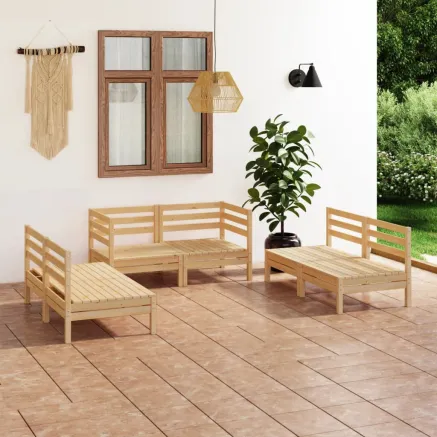 Salon de jardin 6 pcs Bois de pin massif