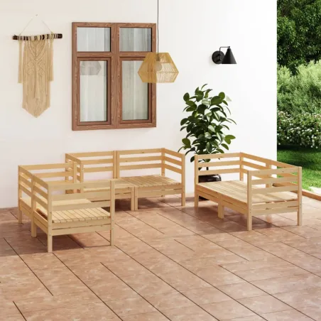 Salon de jardin 6 pcs Bois de pin massif