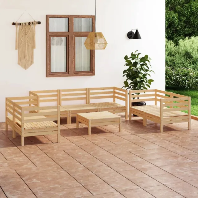 Salon de jardin 8 pcs Bois de pin massif