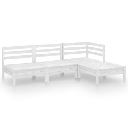 Salon de jardin 4 pcs Bois de pin massif Blanc 2