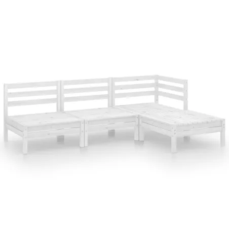 Salon de jardin 4 pcs Bois de pin massif Blanc