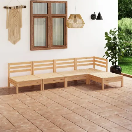 Salon de jardin 5 pcs Bois de pin massif