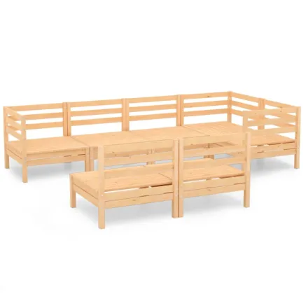 Salon de jardin 7 pcs Bois de pin massif 2