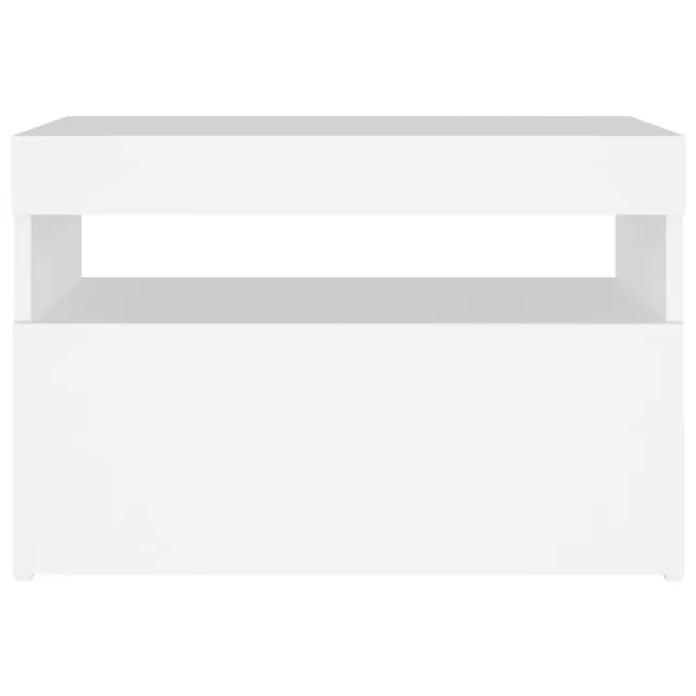 Table de chevet avec lumières LED Blanc 60x35x40 cm