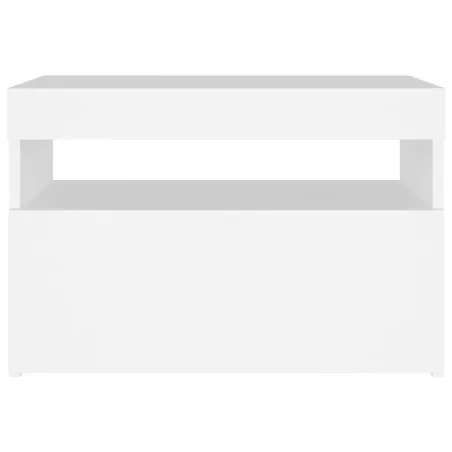 Tables de chevet avec lumières LED 2 pcs blanc 60x35x40 cm