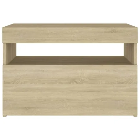 Table de chevet avec lumières LED chêne sonoma 60x35x40 cm