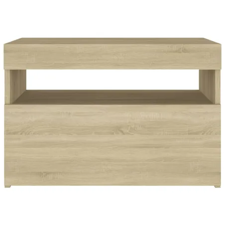 Tables de chevet à LED 2 pcs Chêne sonoma 60x35x40 cm