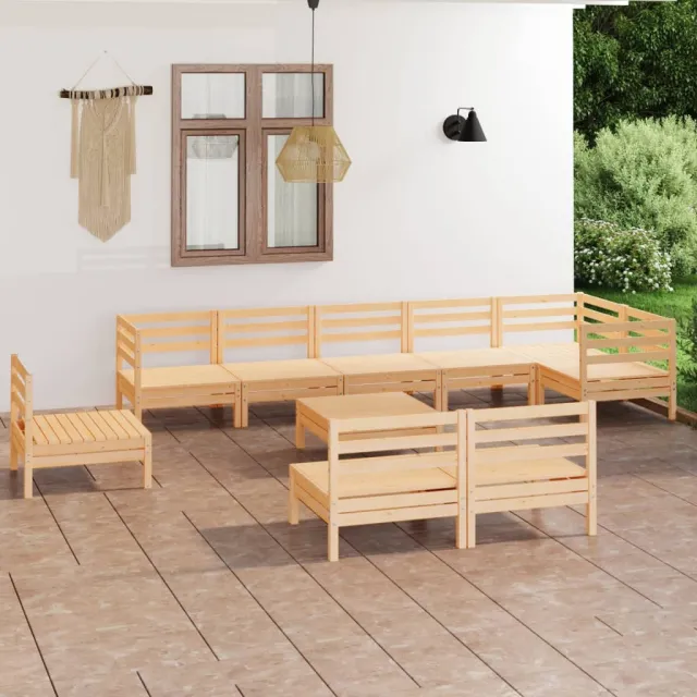 Salon de jardin 10 pcs Bois de pin massif