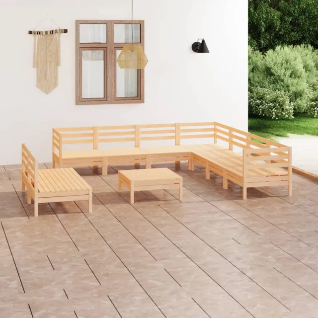 Salon de jardin 10 pcs Bois de pin massif