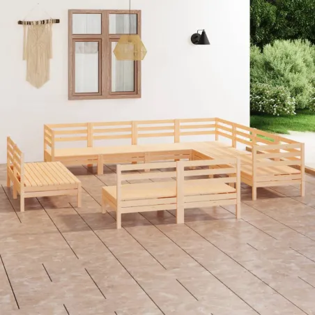 Salon de jardin 11 pcs Bois de pin massif