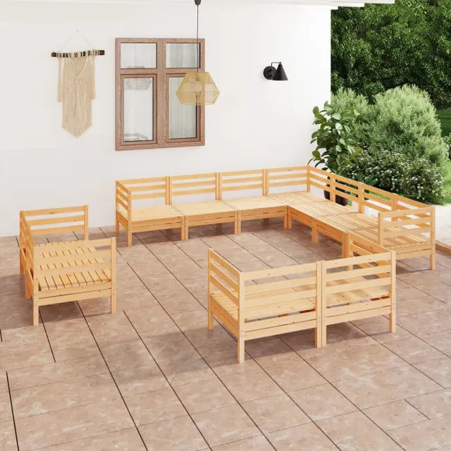 Salon de jardin 11 pcs Bois de pin massif