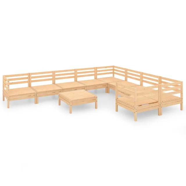 Salon de jardin 10 pcs Bois de pin massif