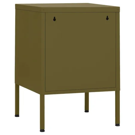 Tables de chevet 2 pcs Vert olive 35x35x51 cm Acier