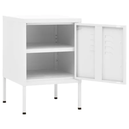 Tables de chevet 2 pcs Blanc 35x35x51 cm Acier