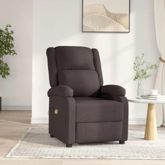 Fauteuil électrique de massage Marron foncé Tissu