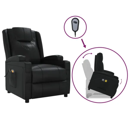 Fauteuil de massage Noir Similicuir 2