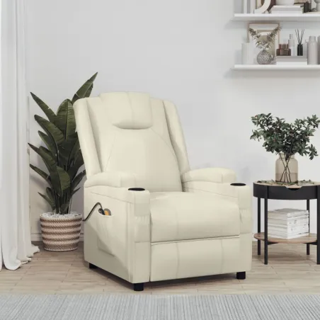 Fauteuil de massage Blanc crème Similicuir