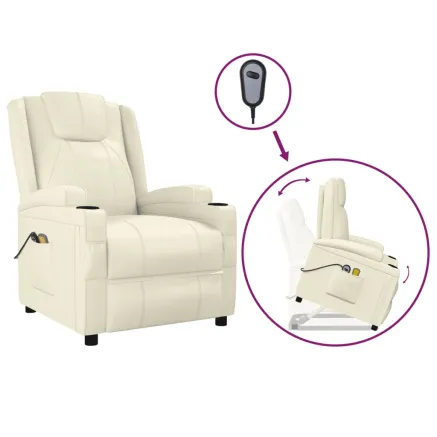 Fauteuil de massage Blanc crème Similicuir 2