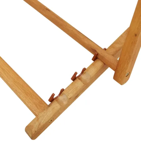 Chaise pliable de plage bois d'eucalyptus solide et tissu noir