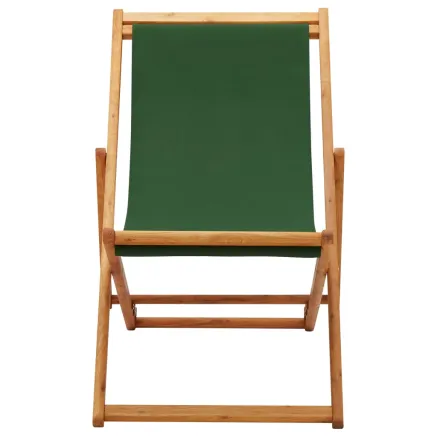 Chaise pliable de plage bois d'eucalyptus et tissu vert 2