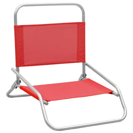 Chaises de plage pliables lot de 2 Rouge Tissu 2