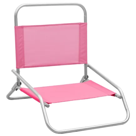 Chaises de plage pliables lot de 2 Rose Tissu 2