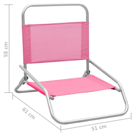 Chaises de plage pliables lot de 2 Rose Tissu