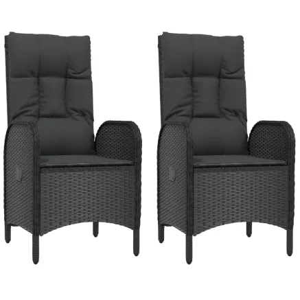 Chaises d'extérieur lot de 2 Résine tressée Noir 2