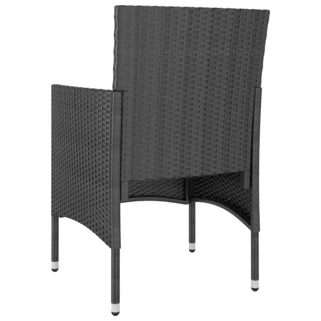 Jeu de chaise et tabouret de jardin 4 pcs Résine tressée Noir