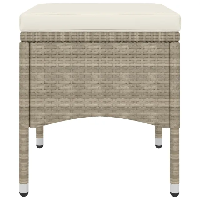 Jeu de chaise et tabouret de jardin 4 pcs Résine tressée Beige