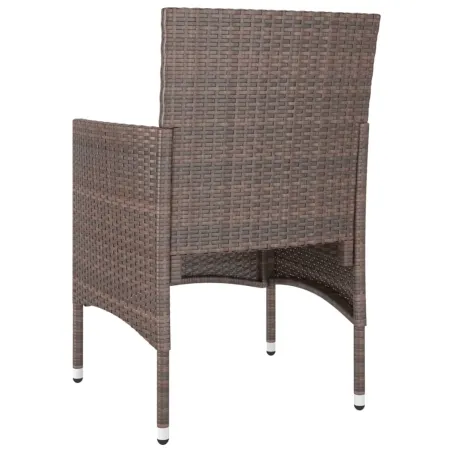 Jeu de chaise et tabouret de jardin 4 pcs Résine tressée Marron