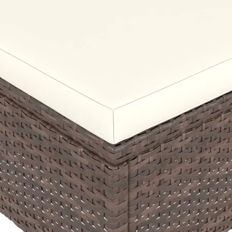 Jeu de chaise et tabouret de jardin 4 pcs Résine tressée Marron