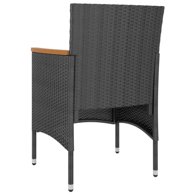 Jeu de chaise et tabouret de jardin 4 pcs Résine tressée Noir