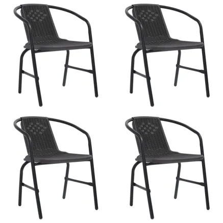 Chaises de jardin lot de 4 Rotin plastique et acier 110 kg