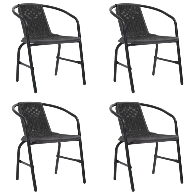 Chaises de jardin lot de 4 Rotin plastique et acier 110 kg