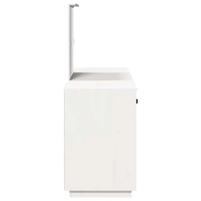 Ensemble de coiffeuse avec miroir Blanc Bois de pin solide