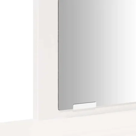 Ensemble de coiffeuse avec miroir Blanc Bois de pin solide