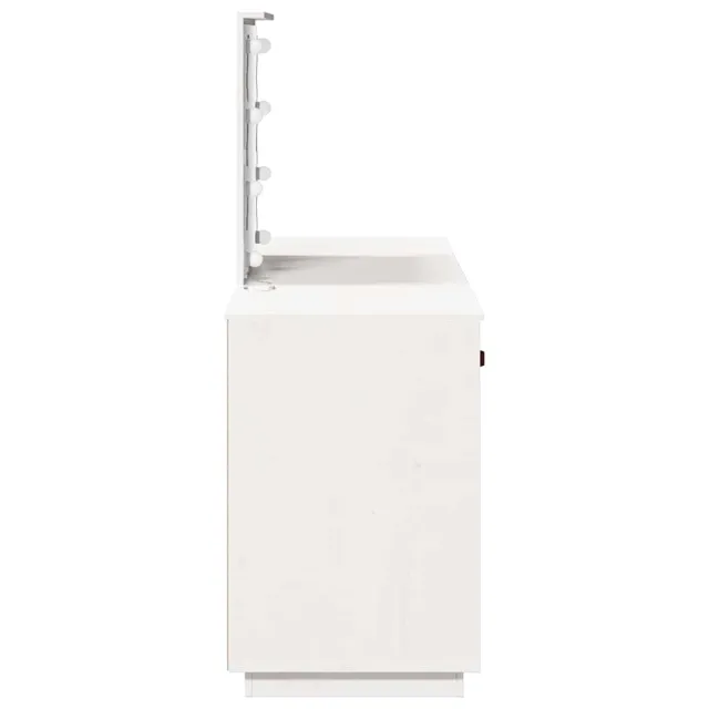 Ensemble de coiffeuse avec LED Blanc Bois de pin solide