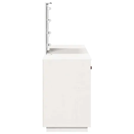 Ensemble de coiffeuse avec LED Blanc Bois de pin solide