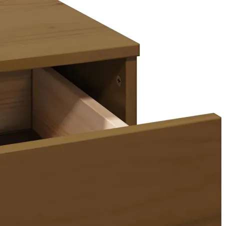 Ensemble de coiffeuse avec LED Marron miel Bois de pin solide