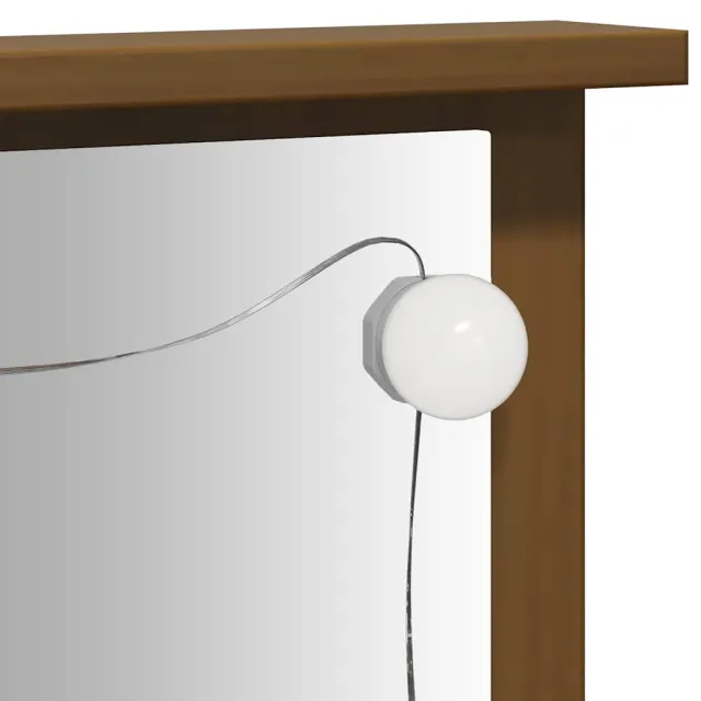 Ensemble de coiffeuse avec LED Marron miel Bois de pin solide