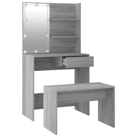 Ensemble de coiffeuse avec LED Sonoma gris Bois d'ingénierie
